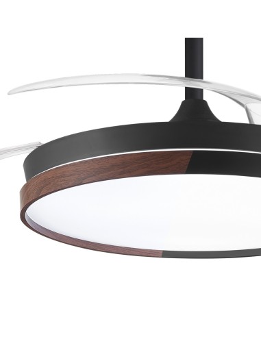 Ventola da soffitto Ecoro Nera 48W con pale retrattili e telecomando
