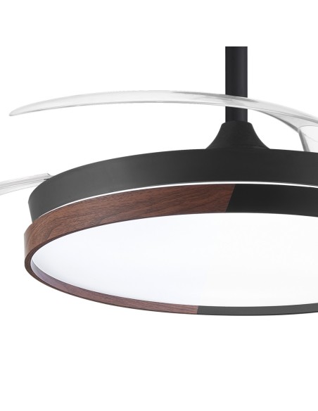 Ventola da soffitto Ecoro Nera 48W con pale retrattili e telecomando