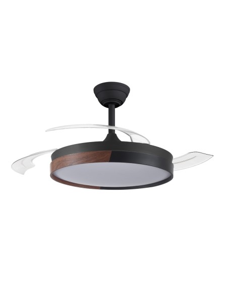 Ventola da soffitto Ecoro Nera 48W con pale retrattili e telecomando