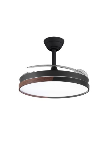 Ventola da soffitto Ecoro Nera 48W con pale retrattili e telecomando