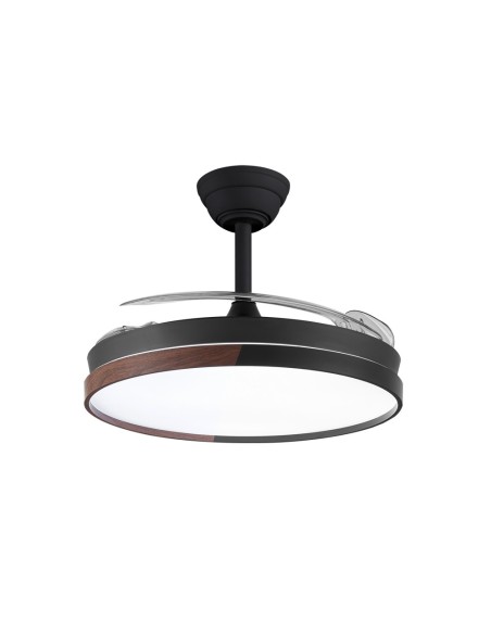 Ventola da soffitto Ecoro Nera 48W con pale retrattili e telecomando