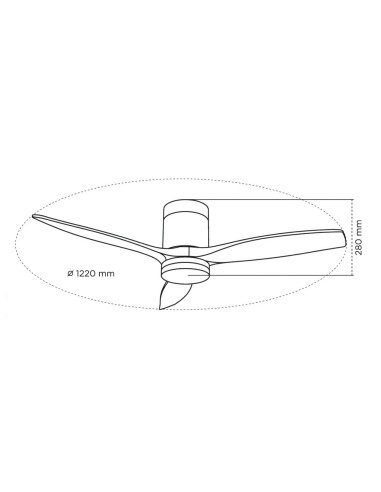 Ventilatore da soffitto LED Nine Eco 20W con luce CCT e telecomando