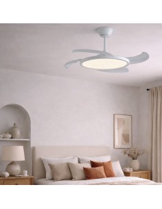 Ventilateur LED Key Blanc 40W avec pales rétractables et télécommande 2