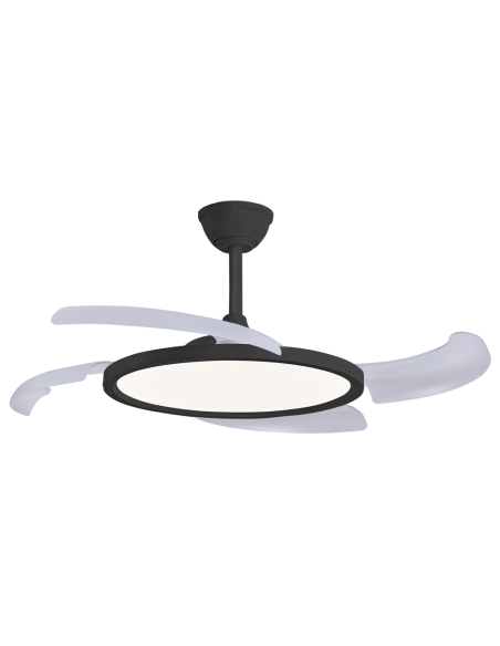 Ventola da soffitto Key Nera 40W con pale retrattili e telecomando