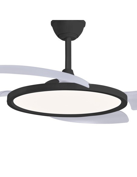 Ventola da soffitto Key Nera 40W con pale retrattili e telecomando