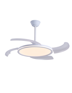LED Fan Key Plus White with Retractable Blades and Remote Control