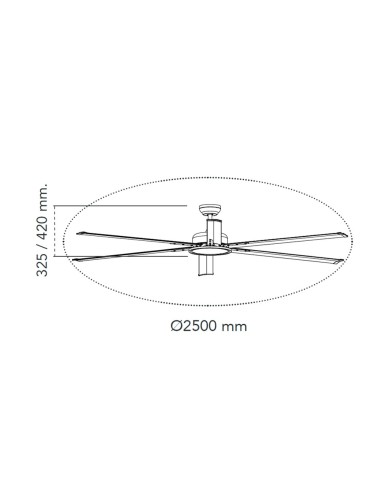 Ventilatore a soffitto Avon 250 cm con luce LED 20W e telecomando