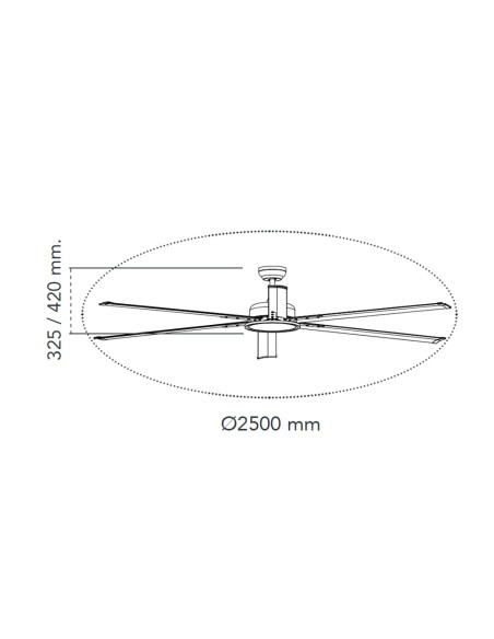 Ventilatore a soffitto Avon 250 cm con luce LED 20W e telecomando