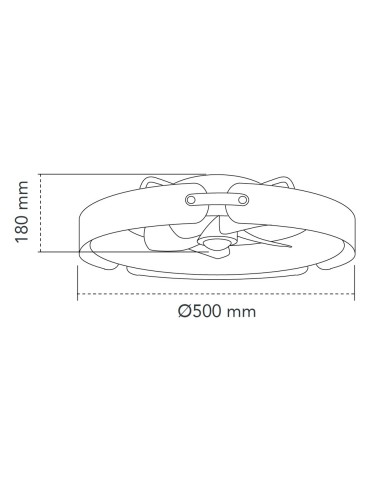 Deckenventilator Messer 50 cm aus rostfarbenem Stahl mit dimmbarem LED