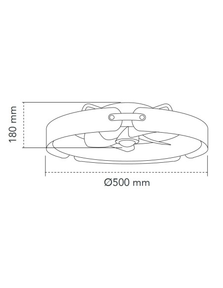 Deckenventilator Messer 50 cm aus rostfarbenem Stahl mit dimmbarem LED