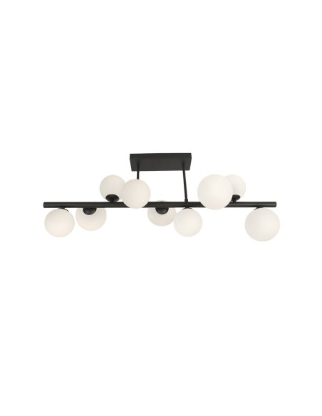 Boston Ceiling Light Black 9 G9 Opal Glass