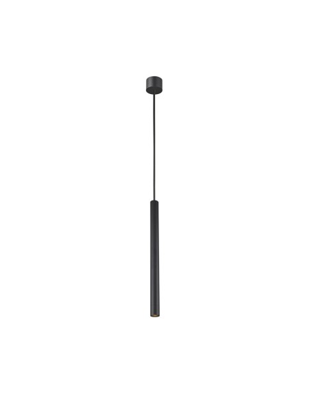 Luminária pendente Slim preta com cabo têxtil