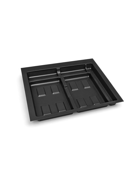 Recycle Emuca Drawer Bin Base, 2-hole 600mm module black plastic