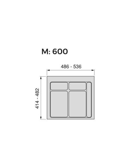 Recycle Emuca Drawer Bin Base, 2-hole 600mm module black plastic