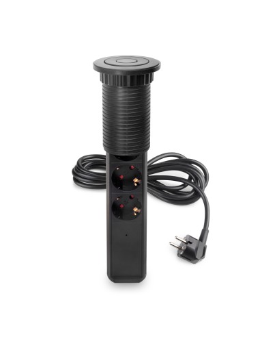 Removable Vertikal Multi-socket with 3 Schuko outlets and USB ports, matte black finish