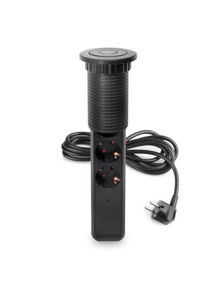 Removable Vertikal Multi-socket with 3 Schuko outlets and USB ports, matte black finish