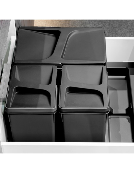 Emuca Recycle Drawer Container Base 2-hole 700mm Module Black Plastic