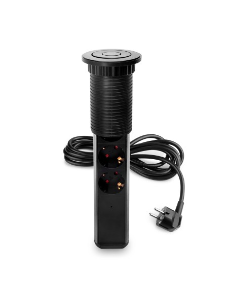 Removable Multi-socket Vertikal, 3 Schuko sockets and 3 USB ports, Grey painted aluminium