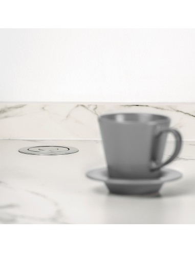 Removable Multi-socket Vertikal, 3 Schuko sockets and 3 USB ports, Grey painted aluminium