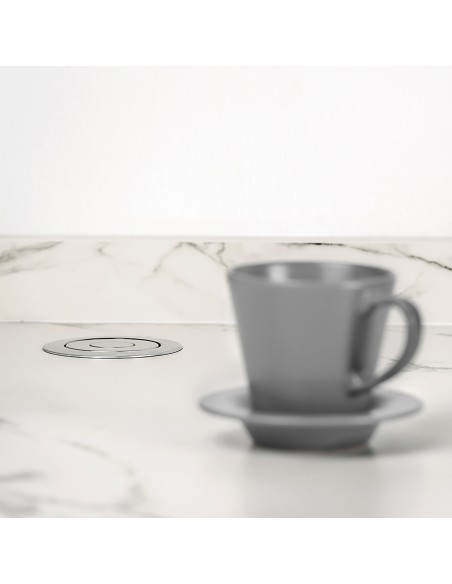 Removable Multi-socket Vertikal, 3 Schuko sockets and 3 USB ports, Grey painted aluminium