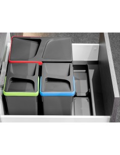 Recycle Emuca 2-hole Kitchen Drawer Bin Base 700mm Module Anthracite Grey 2