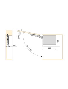 Sistema de compases Altius Lift para puertas elevables sin bisagras, blanco 2