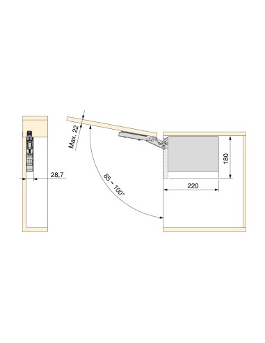 Sistema de compases Altius Lift para puertas elevables sin bisagras, blanco