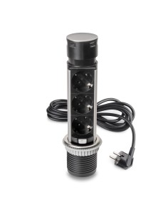 Removable Vertical Push Multi-socket 60mm, 3 Schuko and 1 USB C, Stainless Steel 2