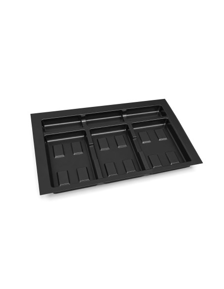 Recycle Emuca Drawer Bin Base 3-hole 800mm Module Black Plastic