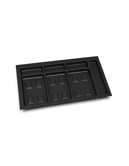 Recycle Emuca 3-compartment drawer base container module 900mm black plastic