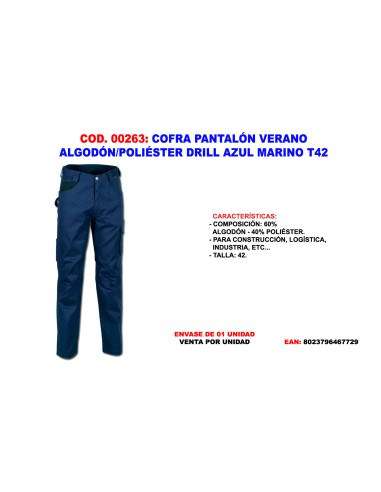COFRA Drill Arbeitshose Baumwolle/Polyester Blau Größe 42