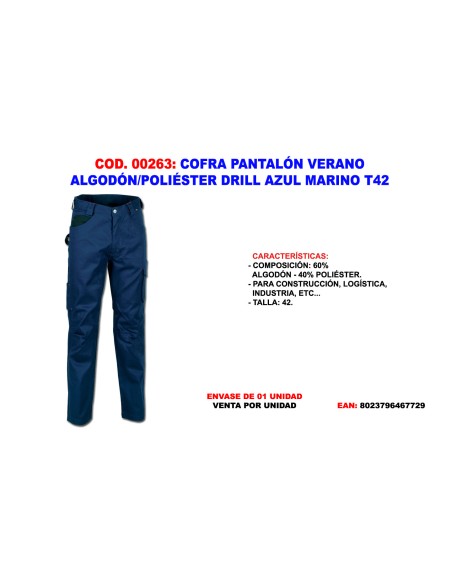 COFRA Drill Arbeitshose Baumwolle/Polyester Blau Größe 42