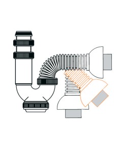 Sifão exterior para lavabidés TECNO T33F saída vertical 1-1/2 polegadas