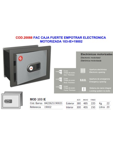 FAC Motorized Electronic Recessed Safe Model 103-IE