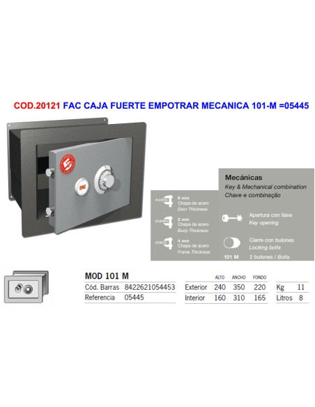 Cassaforte meccanico da incasso FAC modello 101-M
