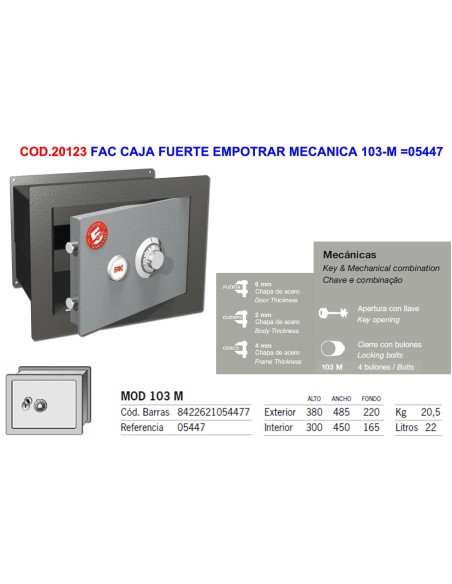 FAC model 103-M mechanical recessed safe