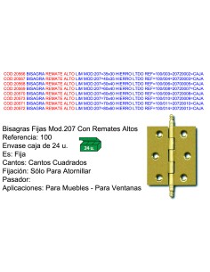 Bisagra hierro 80x60 mm modelo LIM MOD:207