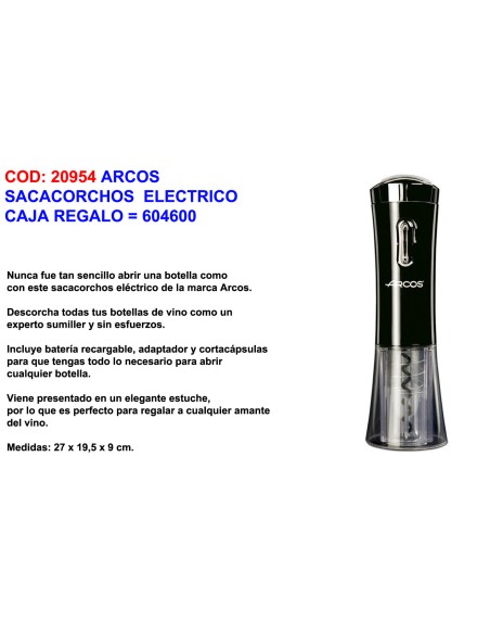 ARCOS Electric Corkscrew 604600 with Gift Box