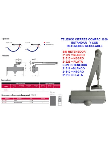 White Adjustable Retainer Telesco Cierres Compac 1000