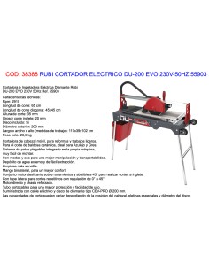 Coupe-circuit électrique RUBI DU-200 EVO 230V 50Hz