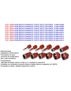 Foret diamanté RUBI pour coupe sèche du grès porcelain 43 mm