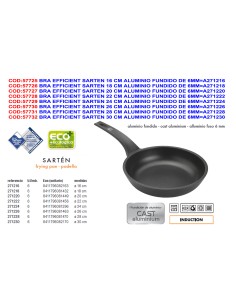 Sartén BRA Efficient 22 cm aluminio fundido con recubrimiento antiadherente