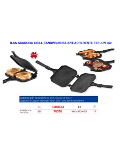 Non-stick Teflon Grill Sandwich Maker 650 Ilsa