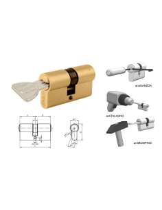 MCM Security Cylinder Double Latch 40x30 Brass R-15