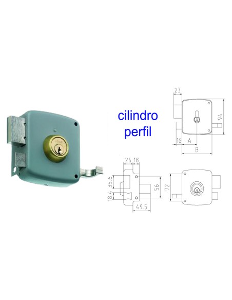 MCM 2525P-100-DCHA Mortise Lock with Painted Profile Cylinder
