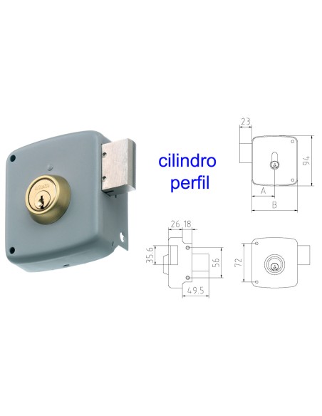Overriding lock MCM 2524P- 80 mm left cylinder profile painted