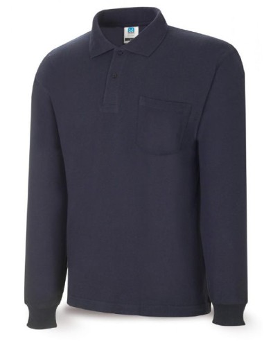 Polo de algodón azul marino largo