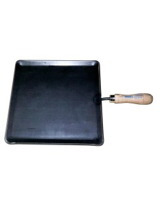 Plancha asar acero 4 mm con mango de madera 25 x 20