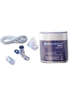 Kit eléctrico escolar 001401694 GSC con portalámparas, bombilla 4V, interruptor 250V, pila 3R12 y cable 1M