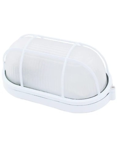 Applique ovale en aluminium blanc E27 21x11cm